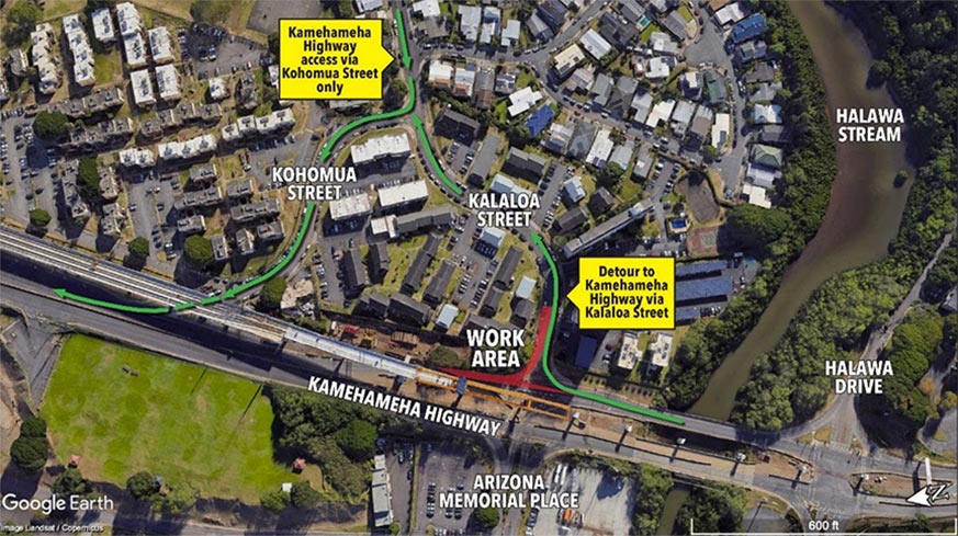 Kohomua Street to Arizona Memorial Place/Kalaloa Street