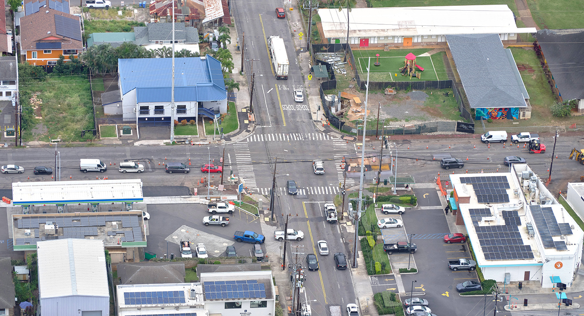 Aerial view of Kalihi Street / Dillingham Boulevard intersection