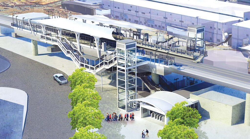 Aerial rendering view at Kūwili (Iwilei) Station