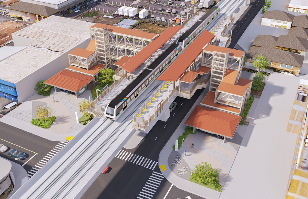 Aerial view of Kalihi Station rendering 1