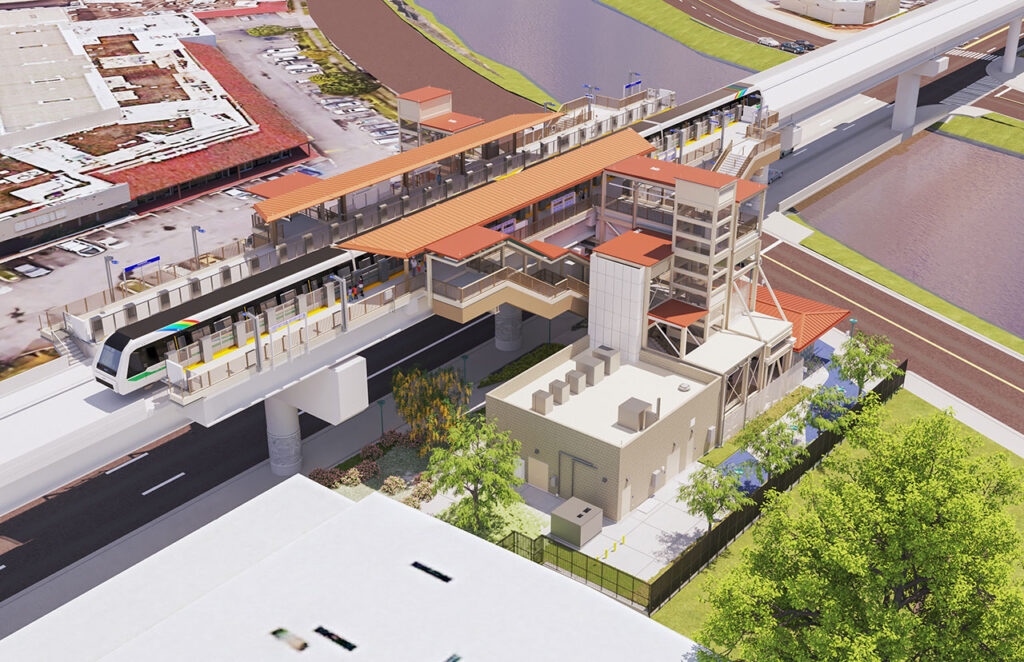 Aerial view of HCC Station rendering
