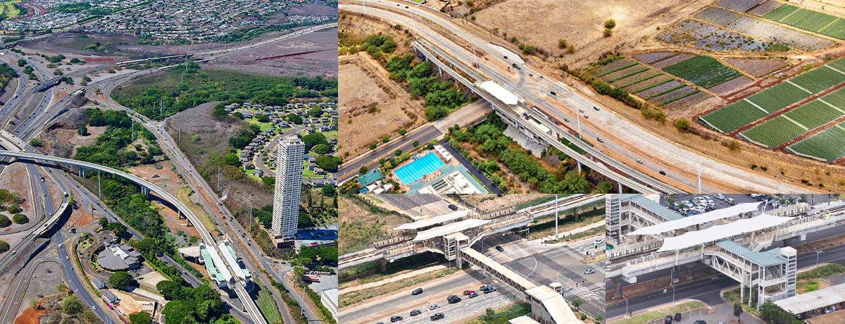 Waipahu Station Makai Entrance Pearl Highlands Transit Center and Ramp East Kapolei Park and Ride (900 stalls) ï»¿UH West OÊ»ahu Park and Ride (1,100 stalls)