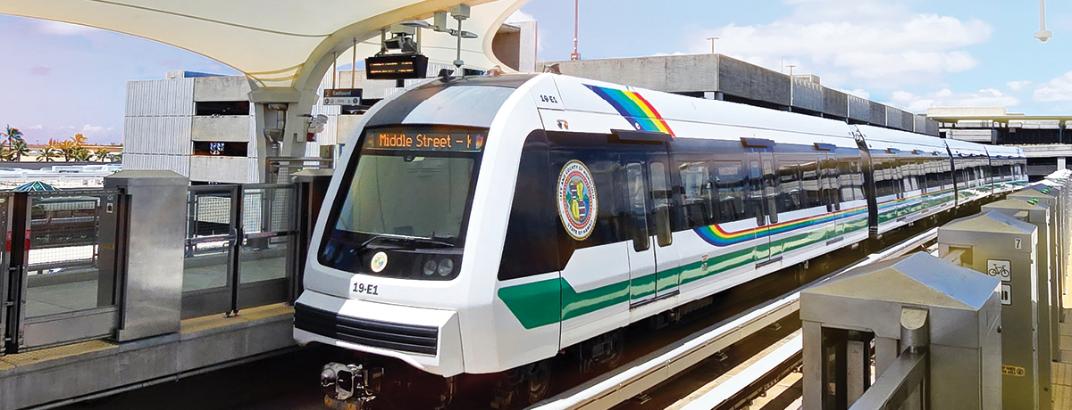 Skyline Train pass by Lelepaua Station